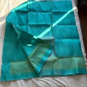 Elegant Teal Silk Scarf / fabric only